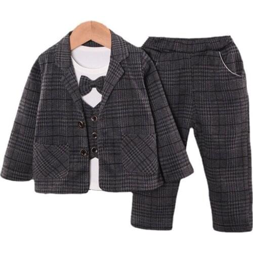 New Autumn Baby Formal Clothes Suit Children Boys Coat T-Shirt Pants 3Pcs/Sets Toddler Fashion Costume Kids Gentleman Clothing