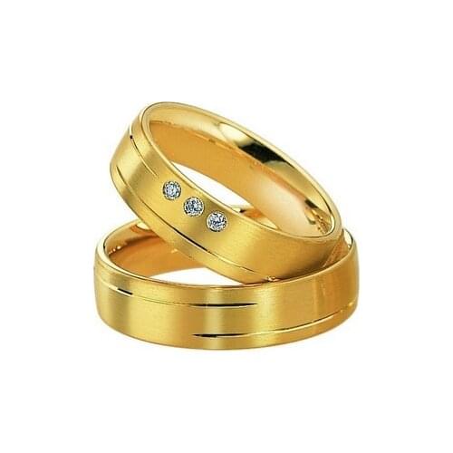 Custom yellow Gold Plating health titanium engagement wedding bands Rings sets for ladies women men