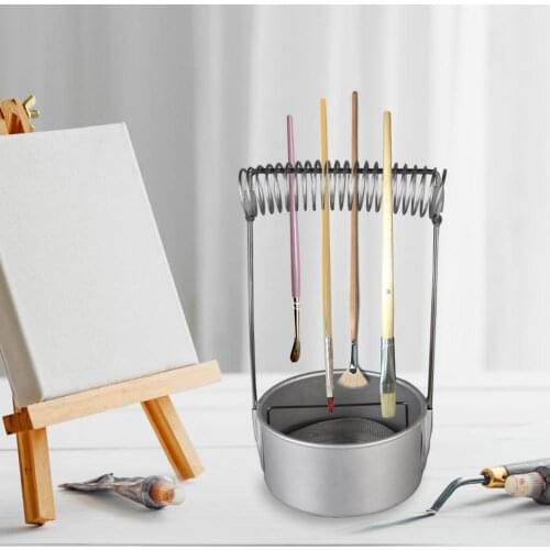 Stainless Steel Paint Brush Washer Cleaner With Screen And Holder Spring Brush Pen Holders School Stationery Painting Supplies