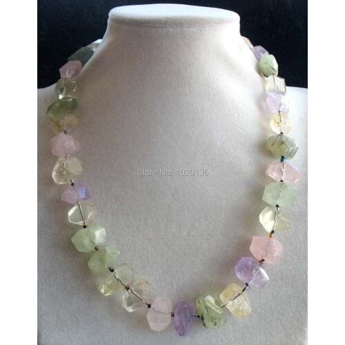 Wholesale stone multicolor quartzs faceted 16-20mm necklace 20inch nature baroque