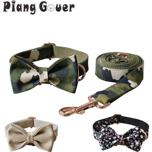 Bow Dog Collar Safety Collars for Small Medium Large Dogs Leashes Army Green Camouflage Pet Collar