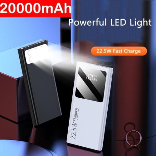 Power Bank 20000mAh 22.5W PD Fast Charging Powerbank Portable Charger External Battery Pack Poverbank for Xiaomi Mi iPhone 12Pro