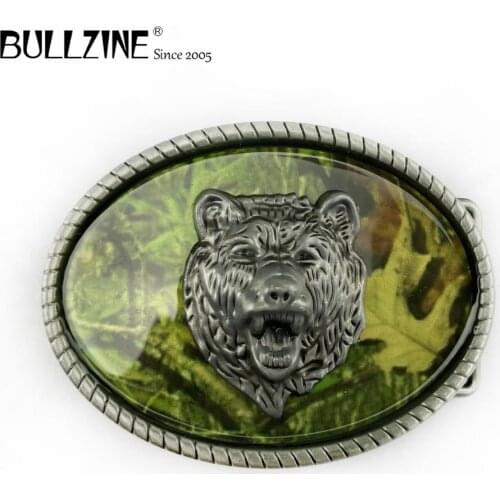 The Bullzine Wolf head belt buckle with pewter finish FP-03305 with continous stock