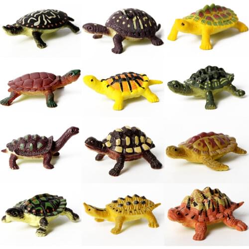 12pcs/lot Realistic Sea Turtles Tortoise PVC Plastic Mini Animals Model Simulation Turtles models Decoration for Fish tank toys