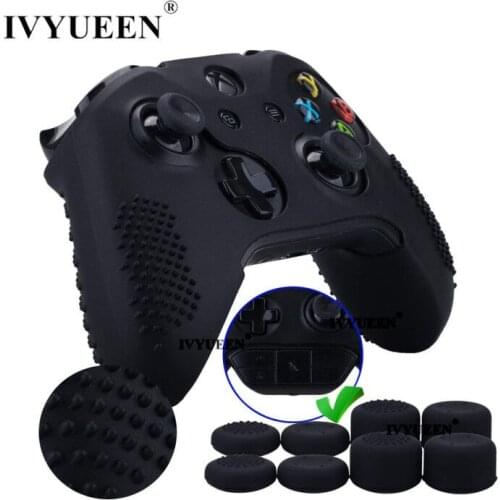 IVYUEEN Silicone Skin for Xbox One X S Controller Anti-Slip Protector Case & 8 pcs Analog Stick Grips Extra Height Thumb Caps