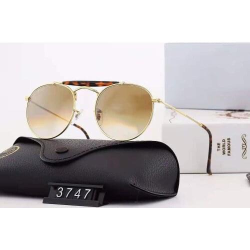 High Quality Vintage Round Sunglasses Women Men Alloy Frame Tempered Glass Lense Retro Brand Driving Glasses Gafas De Sol 3747