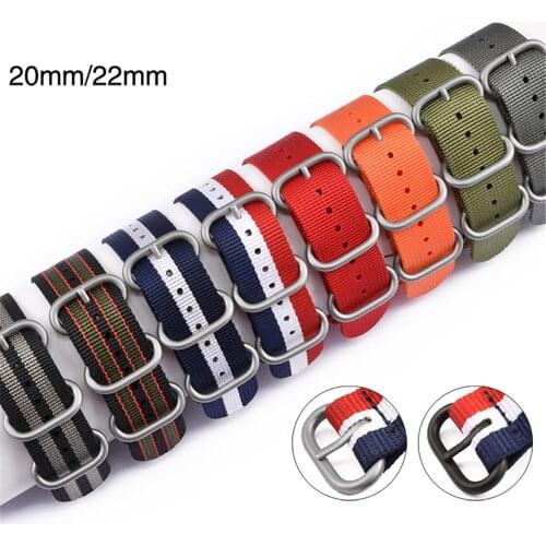 20mm 22mm Nato Nylon Canvas Watch Strap Men Women Band Army Sport Waterproof Watchband Bracelet Ring Buckle for 007 James Bond