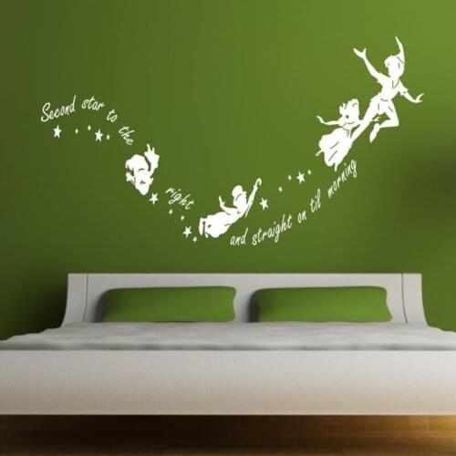 Tinkerbell second star to the right Peter pan Wall Stciker Mural Art Gifts DIY Living Room Decor