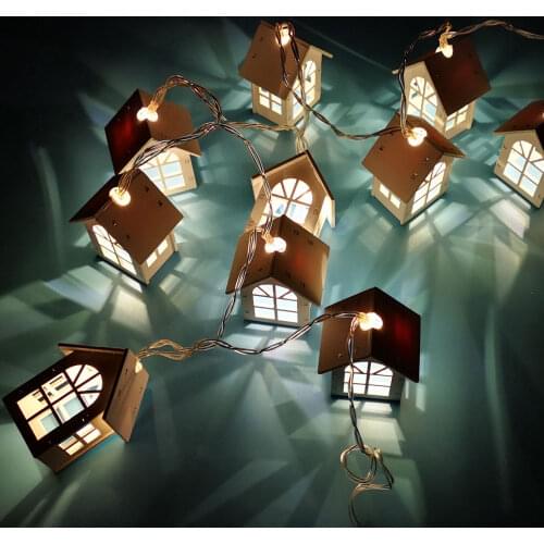 LETAOSK 10 LED Christmas Tree Hanging Ornaments Decoration Plastic Wood House Lamp Light Without Battery
