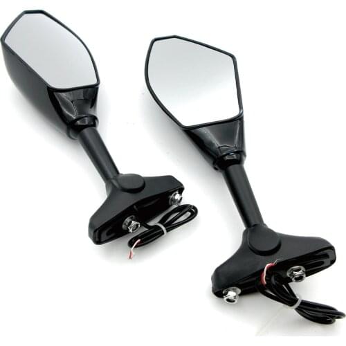 Universal Motorcycle Rear View Side Wing Mirrors w/ LED Turn Signal Light For Suzuki GSXR600/750/1000/1100 SV650S 1000S Hayabusa