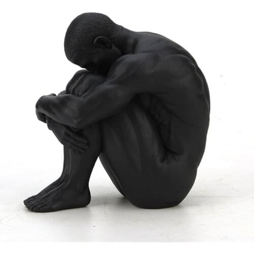 WU CHEN LONG Abstract Handicraft Resin Body Art Figurine Thinker Naked Man Room Desk Statue Interior Showpiece Home Decor R4145