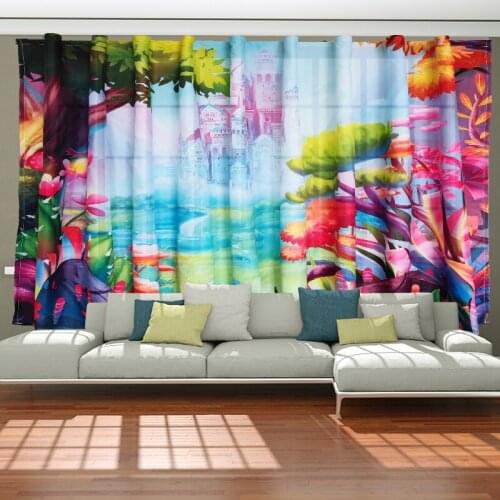 3D Velcro Curtains For The Room Living Room Hall Bedroom Decoration Mushroom Window Curtain Interior For Home Kitchen Shower