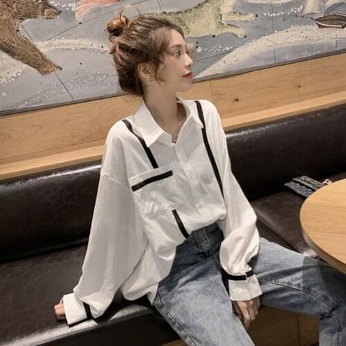 Spring New Retro Chiffon Shirt Womens Design Sense Non-mainstream Western Style Top Loose Long Sleeve White