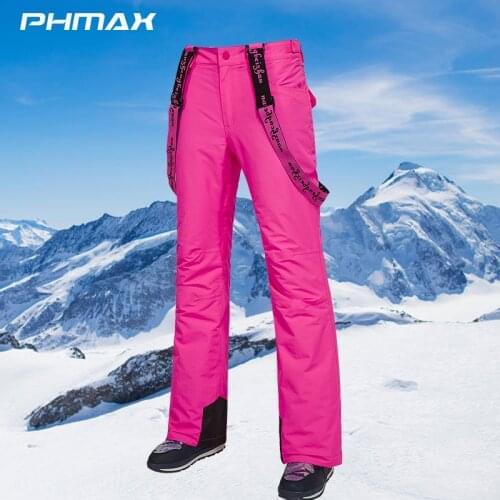 PHMAX Women Ski Pants Winter Waterproof Outdoor Sports Skating Trousers Breathable Windproof Female Thermal Snow Skiing Pants