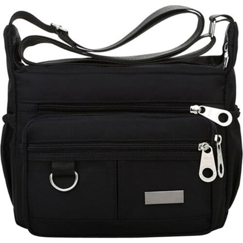 Womens Fashion Messenger Bags Solid Color Zipper Waterproof Nylon Shoulder Bag Female Travel Crossbody Bag Large Capacity