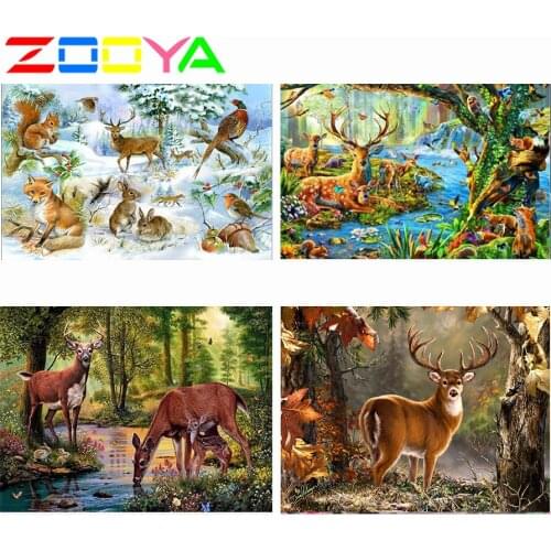 Zooya Full Square Crystal Diamond Embroidery New 5D Spotted Deer Diamond Painting 3D Diamond Mosaic Picture Home Decoration Lx51