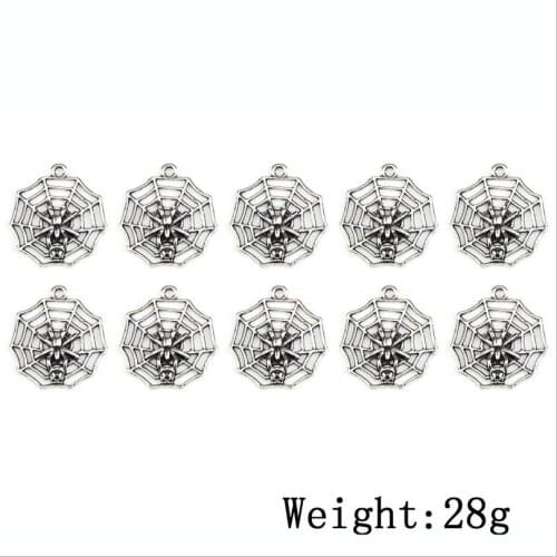10 pieces of silver bracelet accessory pendant DIY accessories Halloween death spider