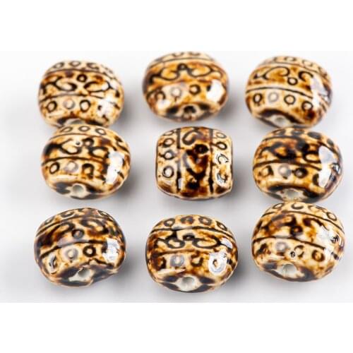 22#10pcs Vintage abstract pattern ceramic beads for jewelry making Vintage ornament #82593