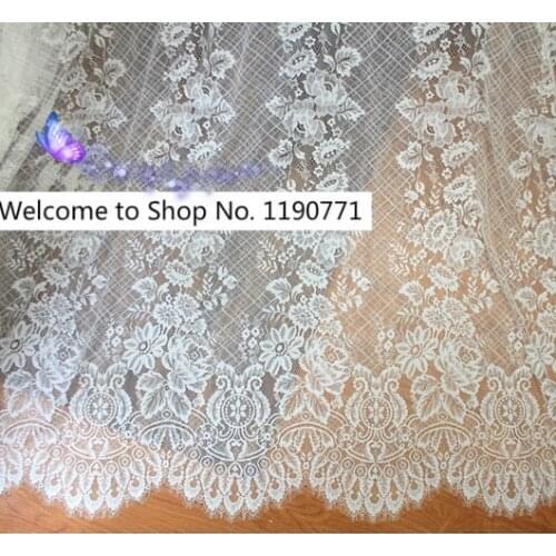 3 Meter White and Black Romantic Pure Eyelashes Soft Cloth Lace Wedding Dress Dolls Craft Wide 150cm