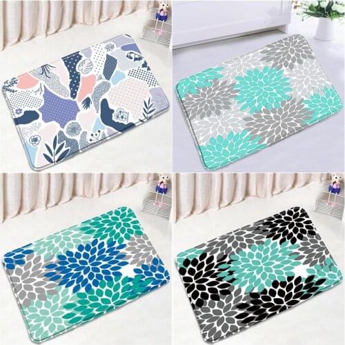 Abstract Floral Bath Mats Bohemian Mandala Flowers Bathroom Mat Kitchen Bedroom Door Pad Floor Rug Flannel Non-slip Carpet Decor