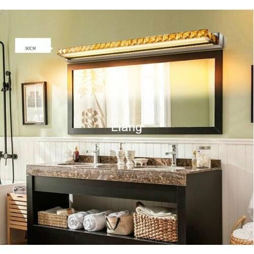 Free Shipping LED Bathroom Wall Light Crystal Mirror Front Light Stainless Steel AC110V-220V Indoor Bedroom Cabinet Wall Lamp