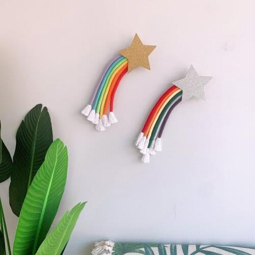 Nordic Style Handmade Rainbow Kids Room Decoration Gold Star Children Baby Room Decor Nursery Decoration For Room