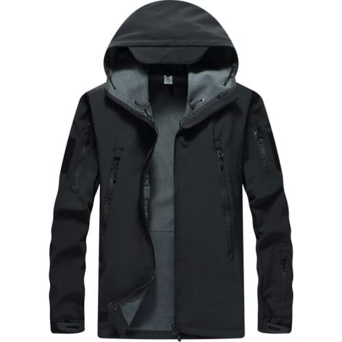 Men Shark skin soft shell jacket Autumn Winter military Hooded Fleece coat mens Combat Windbreaker coat Male Warm Army outerwear