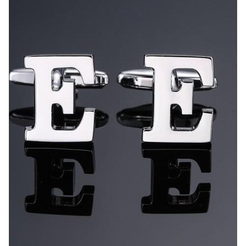 DY new High grade brand Brass material Silvery letter E Cufflinks Mens French shirt Cufflinks free shipping