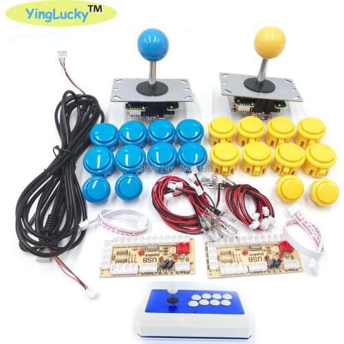 2 Player Arcade Button Joystick DIY Controller Kit for Windows and Raspberry Pi, 5 Pin 8 Way Joysticks and Push Button sanwa