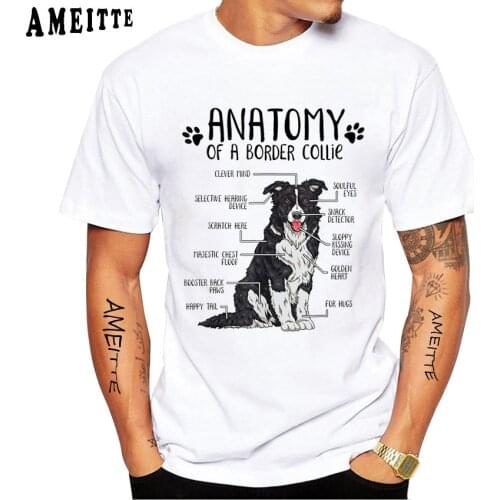 Valentine Funny Anatomy Border Collie Dog Lover T-Shirt New Summer Mens Short Sleeve Animal Casual Tops Harajuku Boy White Tees