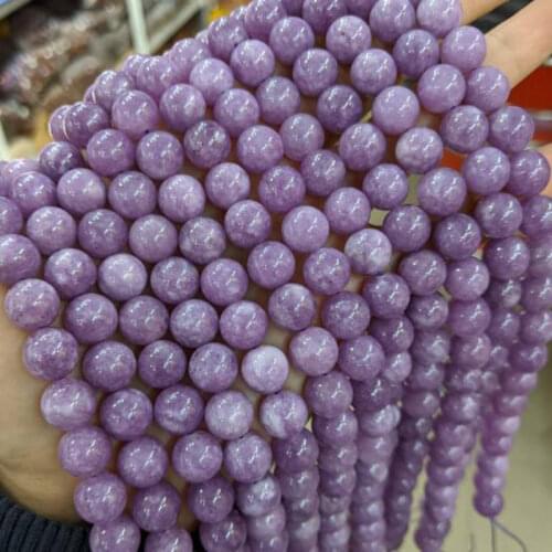 High Quality Light Purple Natural Stone 6/8/10/12mm Smooth Round Necklace Bracelet Jewelry Loose Beads 38cm wk140
