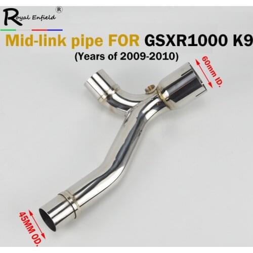 GSXR1000 K9 2009-2011 Slip-On Motorcycle Exhaust Middle Link Pipe Escape Muffler Connect pipe for Suzuki GSXR1000 2009-2011 K9