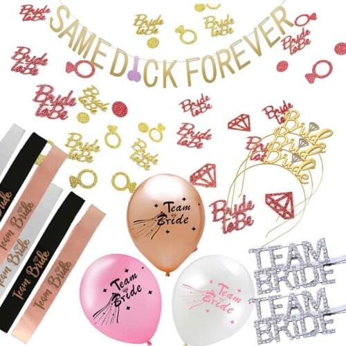 Team Bride Latex Balloon Bridesmaid Shoulder Strap Confetti Pull Flag Rhinestone Hair Accessories Hen Party Decoration KK21