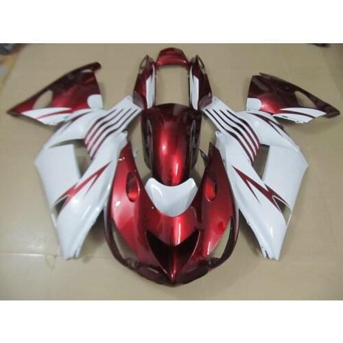 Injection mold plastic fairing kit For Kawasaki ZX14R 06 07 08 09 2006-2009 wine red white (100% ABS) ZX14R fairings OP04