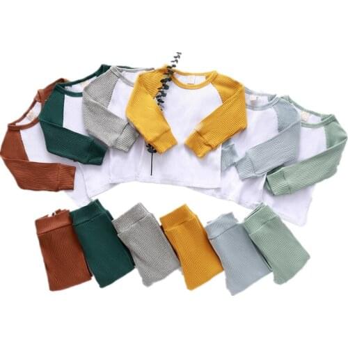 Citgeett Autumn New Baby Boys Long-sleeved Trousers Suit Fashion Color T-shirt Elastic Long Pants Casual Set