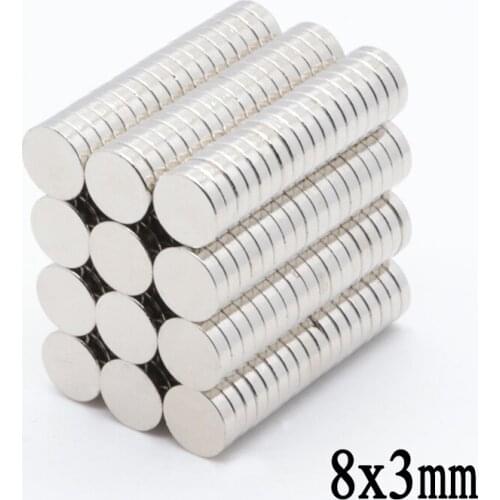 100pcs 8x3mm neodymium magnets rare earth round permanent refrigerator electromagnet neodymium iron boron magnet strong Magnetic