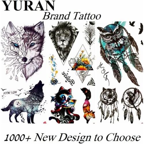 Small Fun Wolf Style Temporary Tattoos Owl Dreamcatcher Design Sticker For Kids Children Tattoo Paper Waterproof Body Art Tatoos
