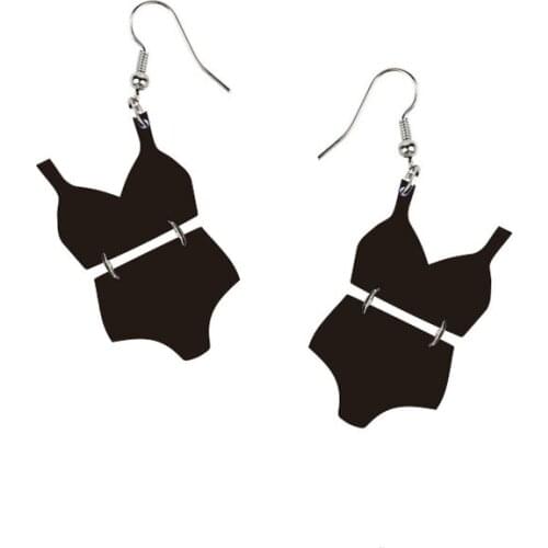 Fashion Classic Black Acrylic Sexy Bikini Underwear Earrings For Women Lingerie Drop Earring New Design 2021 Jewelry E21586