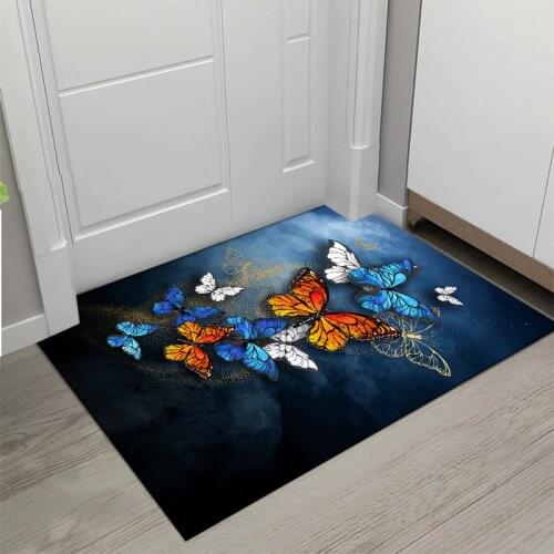 Butterfly Leaf Floor Mat Living Room Carpet Decor Kitchen Bedroom Doormat Footpad