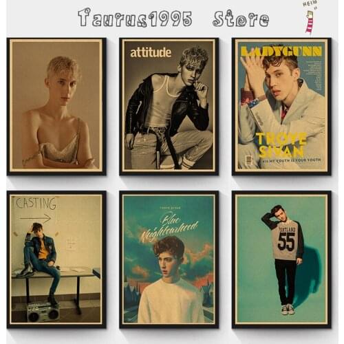 New Australia singer Troye Sivan Album photo Retro Poster Vintage poster Wall Decor For Home Bar Cafe for kid room