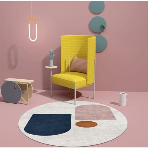 Nordic Modern New Carpet PInk Blue Geometric Anti Slip Rugs Round Carpet Floor Decoration Living Room Foot Pads Carpet Mat