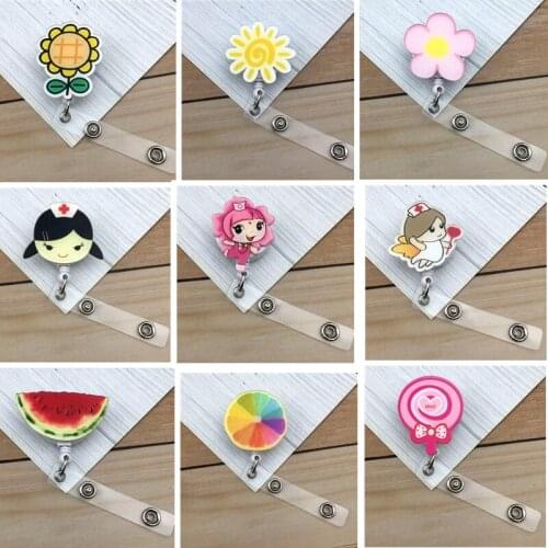 New Cartoon Retractable Pull Badge Reel ID Lanyard Name Tag Card Badge Holder Reels Doctor Nurse Supplies