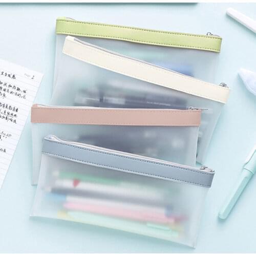 Korea Transparent Mesh Pencil Case Office Student Pencil Cases Kawaii Nylon Kalem Kutusu School Supplies Pen Box Wholesale 2021