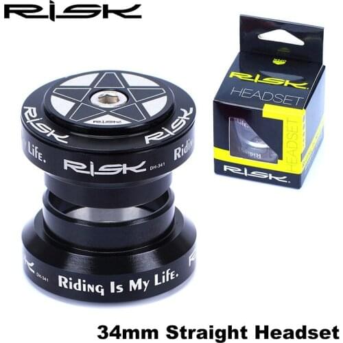 Risk 34mm MTB Bike Headset Aluminum Alloy Straight Head Tube Frame 1 1/8" Front Fork External Double Bearing Sets Bicycle Parts