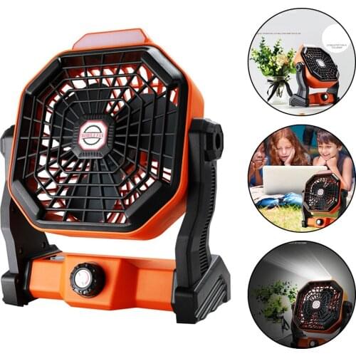 Solar Power Fan LED Light Strong Quiet Car Outdoor Desk Personal Fan