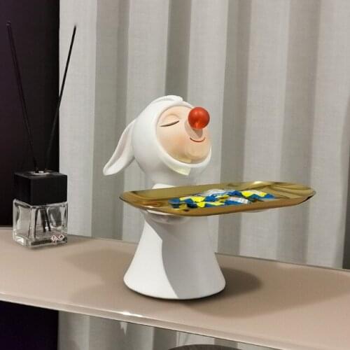 Modern Resin Rabbit Doll Storage Tray Accessories Home Livingroom Desktop Furnishing Decoration Store Club Sculpture Ornaments