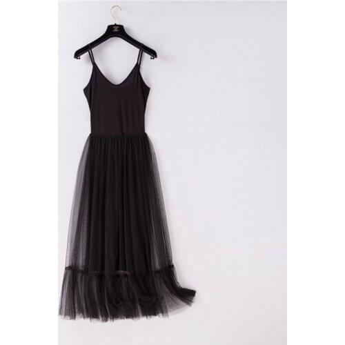 Comfortable Modale Black Bottom Sling with Mesh Dress Set Simple Sleep Dress