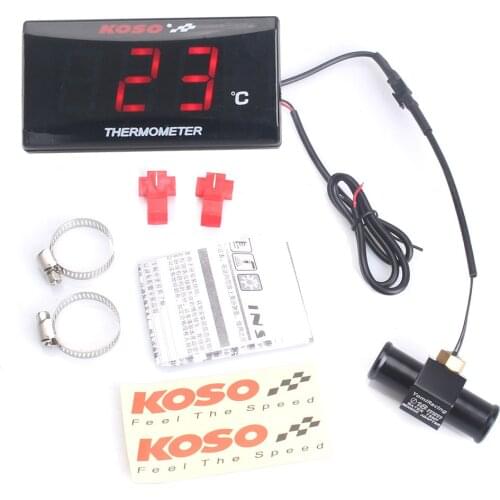 Universal Motorcycle Thermometer Instruments Water Temp Temperature Digital Display Meter Gauge Sensor Adapter For KOSO