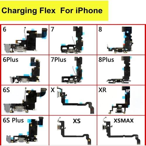 High Quality USB Port Charger Dock Connector Mic Charging Flex Cable For iPhone 6 S 7 8 Plus Xs Max X XR Dock Charging Flex