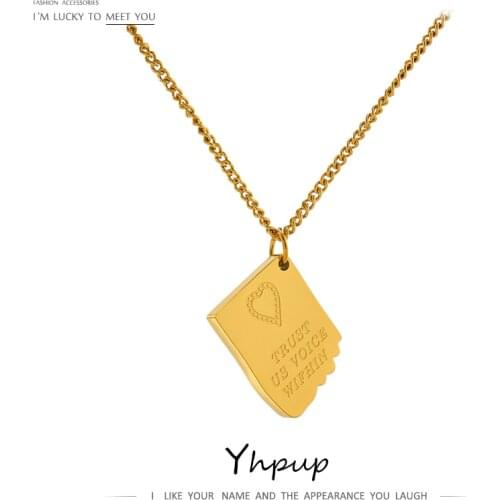 Yhpup New Design Stainless Steel Square Pendant Necklace Chic Gold Color 18 K Collar Necklace бежутерия женская колье Gift 2021